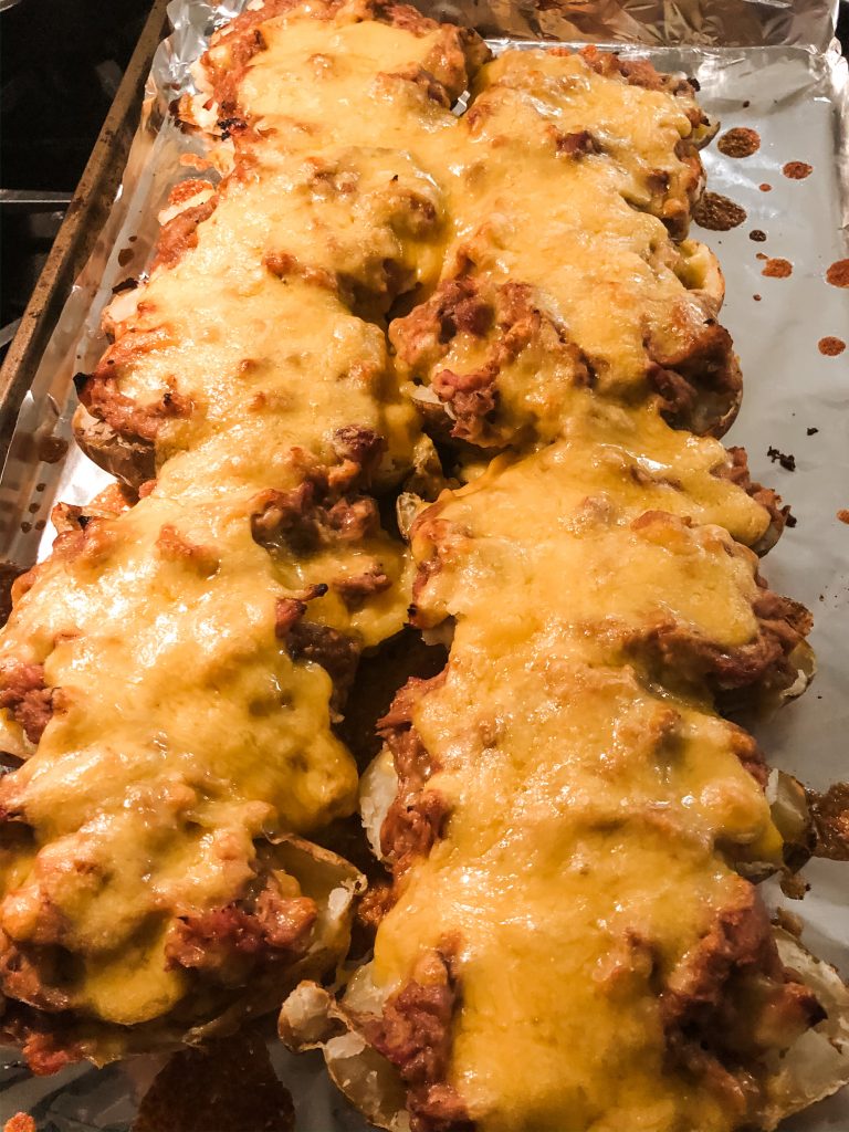 pulled port twice baked potatoes