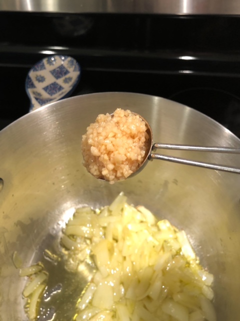onions and garlic cooking