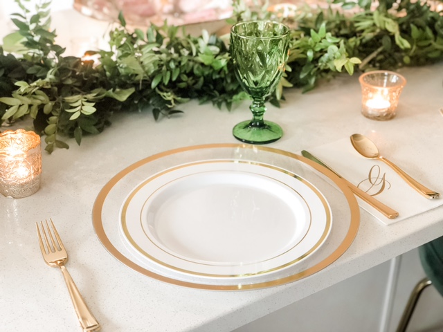 green and gold dinner party
