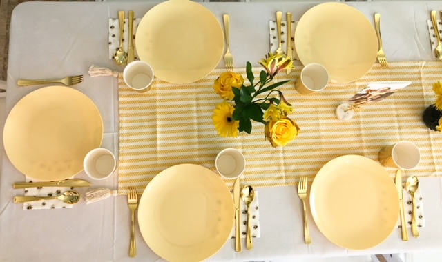 yellow table setting